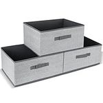 Dayard Fabric Bins [3-Pack], Foldable Cube Baskets Storage Boxes for Shelves, Closet, Bookshelf, Nursery Organizer Containers, 16 x 11 x 8 inch Grey