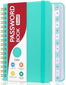 Spiral Password Book Small with Individual Alphabetical Tabs, Hardcover Password Keeper Book for Home Office, Small Password Book for Internet Website Address Login-Teal, 4.7" x 5.7"