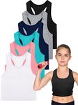 6 Pieces Girls Dance Tank Top Racerback Crop Tank Top Sleeveless Dance Top for Ballet Gymnastics Dancewear(Fresh Color, 7-8 Year)