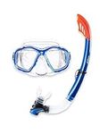 Two Bare Feet Snorkel and Mask PVC Diving Set (Adults) With Anti Fog and Wide View Mask, Anti-Leak, Tempered Glass, One Size - Scuba Dive Snorkelling Sets (Blue)