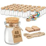 Ritayedet 40 Pack Small Mason Jars with Cork Lids, 3.4 oz Small Glass Jars with Lids for Wedding Favor, Baby Shower, Party Favor, Yogurt Container for Candy, Candle, Bonus Twine and Labels