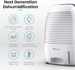 Pro Breeze 1500ml Compact Dehumidifier – Portable Moisture Remover