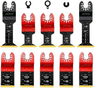Litorange 10 Pcs Titanium Oscillating Multitool Blades, Universal Quick Release Saw Blades for Cutting Hard Materials Metal Nails Screws Wood and Plastic, Fit Dewalt Ryobi Milwaukee Rockwell Makita
