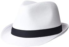 Beechfield Unisex Fedora Hat (S/M) (White/Black)