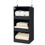 GRANNY SAYS 3-Shelf Hanging Clothes Organizer, Pack of 1 Hanging Organizer, Rangement Garde Robe, Hanging Storage Organizer, Portable Hanging Closet Storage Shelves, Hanging Shelf for Clothes, Black