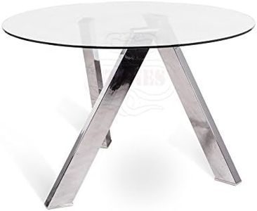 STONES HOME FURNITURE, Tavolo Rotondo Fisso in Vetro Temperato e Gambe in Metallo, Tavolo da Pranzo Moderno da 4 Posti, Modello Rondò, Base Colore Grigio Cromato, 120 x 120 H 75 cm