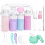 Travel Bottles for Toiletries - 16 Pcs Silicone Travel Size Containers - TSA Approved, Squeezable and Leak Proof Travel Accessories, BPA Free Refillable Bottles for Cosmetic Shampoo Conditioner Lotion