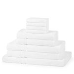 A & B TRADERS 600 GSM White Hotel Quality Towels | 100% Organic Cotton | Facecloths, Hand, Bath, Bath Sheets, Discounted Prices (8, Bath Towels)