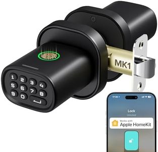 ThorBolt Fingerprint Door Lock with Keypad Door Knob, HomeKit Lock Over 𝗧𝗛𝗥𝗘𝗔𝗗, HomeKit Hub 𝗥𝗲𝗾𝘂𝗶𝗿𝗲𝗱, 𝗶𝗢𝗦 𝗢𝗡𝗟𝗬 Smart Lock for Interior Door, Bedroom, Office, MK1 Black