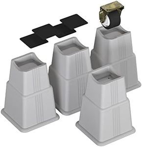 Adjustable Bed Furniture Risers 8 Pack Bed Lift Risers Elevation in Heights 3, 5 or 8 Inches Heavy Duty for Caster Wheels or Posts of Bed Table Couch, Support up to 2500 lbs. (Grey)