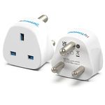 UK To South Africa Plug Adapter (2 Pack) | 2 x MyTravelPal® South Africa Travel Adaptors | For Use in SA, Namibia, Swaziland, Bhutan, Botswana & More | Type M Travel Adapter