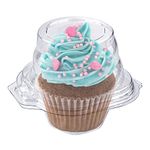 Stock Your Home Individual Plastic Cupcake Containers Disposable with Connected Airtight Dome Lid (50 Count) Clear Single Cupcake Holder Carrier Boxes, BPA Free