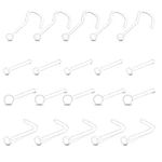 FUYOAL 20 Pcs Clear Nose Stud, 4 styles of Acrylic Nose Retainers Invisible Nose Studs Bone Studs Retainers for Daily Work Body Piercing