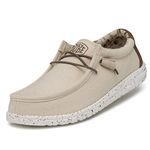 Hey Dude Men's Wally Stretch Canvas Moc Toe Shoes, Ivory, 7 UK