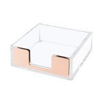 NatSumeBasics Gold Sticky Note Holder Clear Self-Stick Note Pad Holders Desk Memo Dispenser Case for Office Home School Elegant Accessories (Rose Gold)