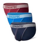 Separatec Men's Bikini Underwear Breathable Soft Bulge Enhancing Dual Pouch Underwear Briefs for Men 3 Packs