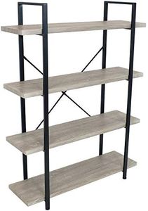 Sunnydaze 4-Tier Bookshelf - Industrial Style with Freestanding Open Shelves with Veneer Finish - Oak Gray