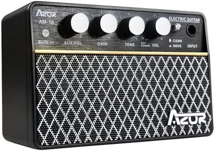 AZOR Guitar Amp 10W USB-C Recharged Battery, 6H Working Mini Electric Guitar Amplifier Wireless Amp with Clean/Drive Channels with 3.5mm Headphone/AUX Jack Output for Indoor Practice ABA-10