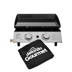 Dellonda 2 Burner Portable Gas Plancha 5kW BBQ Griddle, Includes PVC Cover, Stainless Steel - DG232