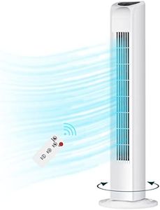 Uthfy Oscillating Bladeless Tower Fan with Remote, Quiet Cooling Portable, Electric Standing Floor Fan with 3 Wind Speeds 3 Modes for Bedroom,Indoor,Office and Home Use, 30", White