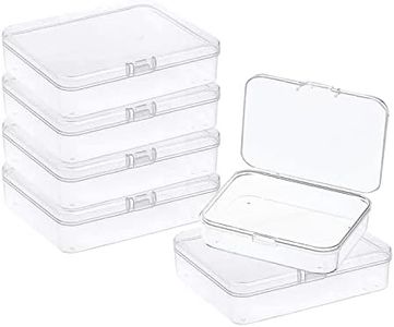 MFDSJ 6 Pcs Mini Plastic Storage Containers Box with Lid, 4.5x3.4 Inches Clear Rectangle Box for Collecting Small Items, Beads, Game Pieces, Business Cards, Crafts Accessories