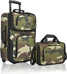 U.S. Traveler Rio Rugged Fabric Expandable Carry-on Luggage Set, Camouflage, Set, Rio Lightweight Carry-on Suitcase 20" Softside Expandable Design, Durable, Business and Travel