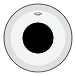 REMO Bass, Powerstroke 3, Clear, 22" Diameter, No Stripe, Top Black DOT (P31322-10)