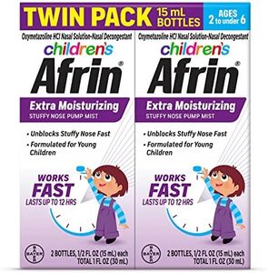 Afrin Childrens, Extra Moisturizing Stuffy Kids Nasal Spray Pump Mist, Up to 12 Hour Nasal Congestion Relief for Cold or Allergy Symptoms, for Children Ages 2-6 - Twin Pack, 30 mL