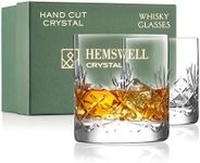 Hemswell Crystal Whiskey Glasses Set of 2 - Crystal Whisky Glasses 310ml - Cut Glass Whiskey Tumblers - Lead Free - Satin Lined Box - Glenrigg