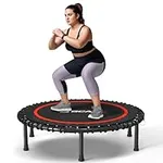 BCAN 40" Foldable Mini Trampoline, Silent Bungee Cord, Stable & Quiet Exercise Rebounder for Kids Adults Indoor/Garden Workout Max 450 LBS - Red