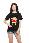 SXV Printed Black and White Cotton Tshirt for Men and Women: Shinchan (Black, Large, l)