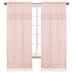 Sweet Jojo Designs Pink Boho Bohemian Window Treatment Panels Curtains - Set of 2 - Solid Color Blush Shabby Chic Luxurious Luxury Elegant Vintage Designer Boutique Tassel Fringe