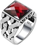 Men's Black Onyx Ring in 925 Sterling Silver Handmade Braided Ring, Gemstone, simulated ruby