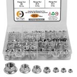 Epi-Torque 212 Pcs Stainless Steel Serrated Hex Flange Nuts Flange Metric Hex Lock Nuts Assortment Kit (M3 M4 M5 M6 M8 M10 M12)