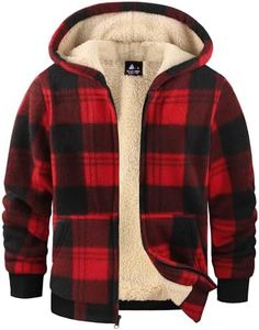 GEEK LIGHTING Boys Flannel Jacket Sherpa Lined Hoodies Zip Up Fleece Plaid Shirt Jackets Winter Outdoor Coat Warm