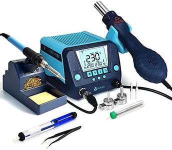TOAUTO DS882 Soldering Station, 2 in 1 Soldering Iron Hot Air Gun Rework Station Kit with LCD Display,°F /°C, Cool/Hot Air Conversion, Auto Standby & Sleep, Temperature Memory & Lock & Correction
