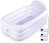 HIWENA Inflatable Portable Bathtub, White Durable Soaking Bath Tub with Large Backrest, Freestanding Inflatable Pool Bathroom Home Spa