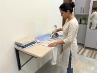 NEO Premium Wall Mounted Foldable Ironing Board | 48 x 20.5 Inch Large Space Saving Ironing Table | Heavy Duty Wall Mount with Washable Off-White Cover