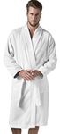 SEYANTE Turkish Cotton Terry Men's Bathrobe - Kimono Cotton Terry Cloth Robe - Long, Textured, Rice Weave Trim Bathrobe (Large, White/Kimono)