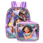 Ruz Encanto 16' Full Size Mirabel Backpack Lunchbox Set Bookbag School Set, Purple, One Size, Backpack Lunchbox