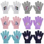 QKURT 6 Pairs Kids Gloves, Children Unicorn Gloves Winter Thermal Magic Gloves Full Finger Stretchy Kids Knitted Gloves Mitten for Boys Girls 5-12 Years Old