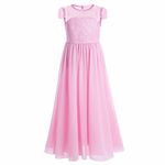 iEFiEL Flower Girls Junior Bridesmaid Long Chiffon Wedding Dress Princess Pageant Dance Gown Lavender Pink 4