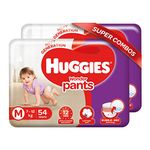 Huggies Wonder Pants Medium (M) Size Baby Diaper Pants Combo Pack of 2, with Bubble Bed Technology for comfort, (7.0 kg - 12.0 kg) (54 count )