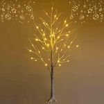 Costway Lighted Birch Tree, White Birch Tree w/Warm White LED Lights, Artificial Christmas Twig Tree for Holiday Festival Christmas Decoration, Artificial Christmas Birch Tree (1.2 M)