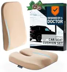 Elmara Car Seat Cushion – Doctor-Designed Car Cushion & Lumbar Support Pillow for Car – Seat Cushion for Car – Car Seat Cushions for Driving – Back Support for Car – Adult Booster Seat for Car (Cream)