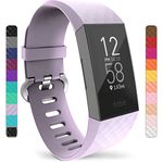 Yousave Accessories Compatible Strap For Fitbit Charge 3, Fitbit Charge 4, Silicone Fitbit Charge 3 Wristband, Sport Wrist Strap for the Fitbit Charge 3 and 4 - Large - Lilac