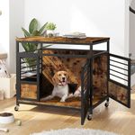 DWVO Dog Crate Furniture, 32 Inch Dog Kennel Indoor Furniture End Table Dog Crate for Dogs, Modern Decorative Dog Crate Wooden Dog Crate Furniture with Wheels, Chew-Resistant, Rustic Brown