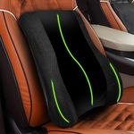 Trajectory Back Support for Chair & Car Seat, Orthopedic Lumbar Support Memory Foam Backrest Cushion - Designed for Back Pain Relief in Black for Men and Women of All Ages