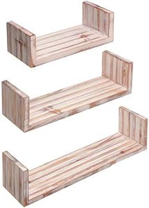 Greenco Set of 3 Floating “U” Shelves, Easy-to-Assemble Floating Wall Mount Shelves for Bedrooms and Living Rooms, Rustic Finish