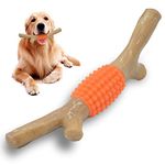 Dog Chew Toy for Aggressive Chewers, Tough Big Nylon & Rubber Teething Stick with Real Maple Wood Flavor for Large Medium Breed